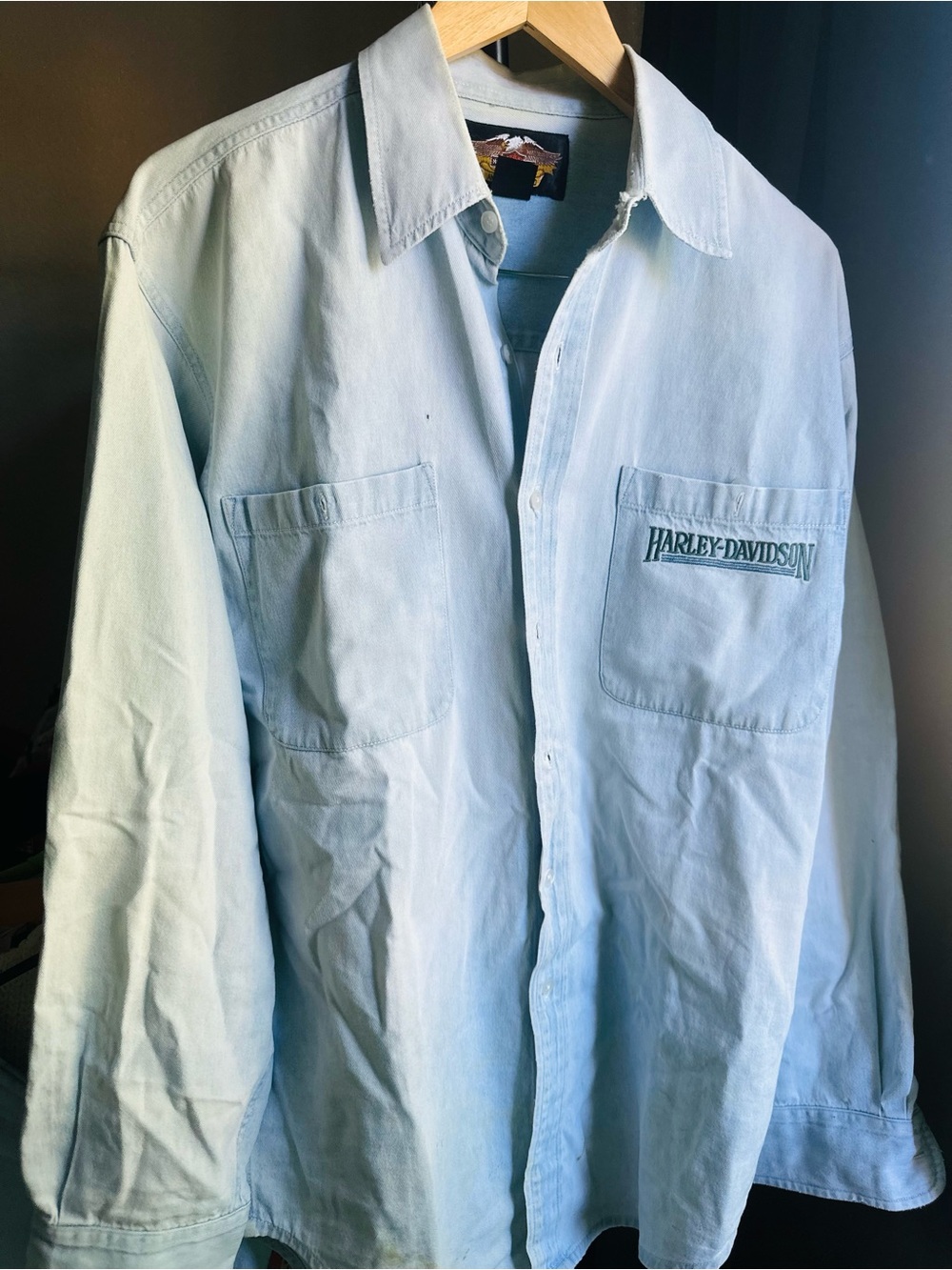 Harley-Davidson Light Blue Men's Shirt Jacket with Chest Logo